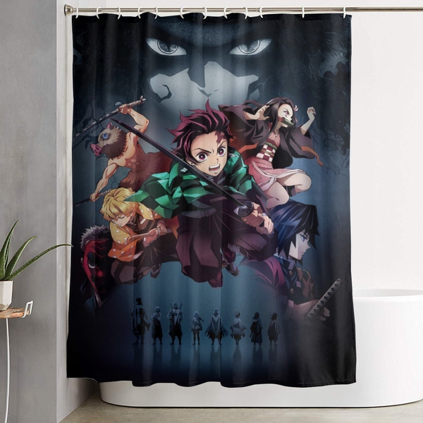 Anime Fabric Shower Curtain Set with Hooks for Boys Bathroom : Amazon.in:  Home & Kitchen