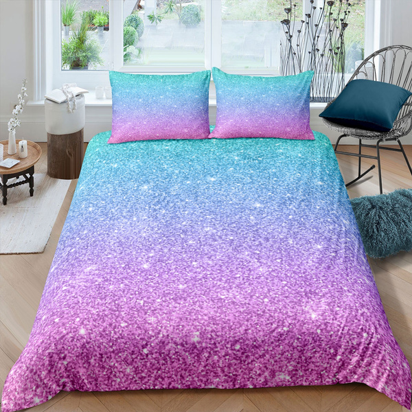 Kids Gift Girl Bedding Colorful Glitter, Pink And Teal Bedding Sets