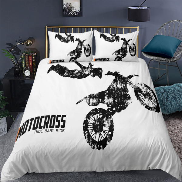 3D Racing Motorcycle Riding Bedding Set Duvet Cover Pillowcase Comforter Cover 