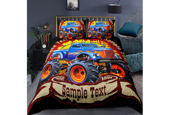 Cartoon Monster Truck Comforter Cover, Monster Truck Bedding Twin
