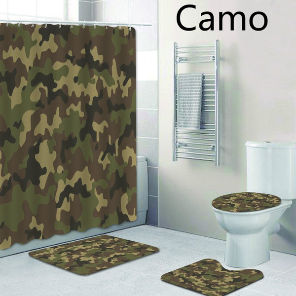 Camo Fan Bathroom Decor Of 4pcs Classic