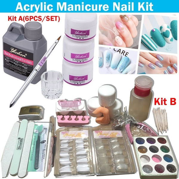 6/23pcs Acrylic Manicure Nail Kit DIY Nail Tools Professional Manicure Tool  Set Fake Nails Nail Art Stickers | Wish