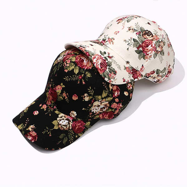 Floral print sales baseball cap