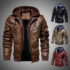 hooded, Outerwear, autumn coat, leather