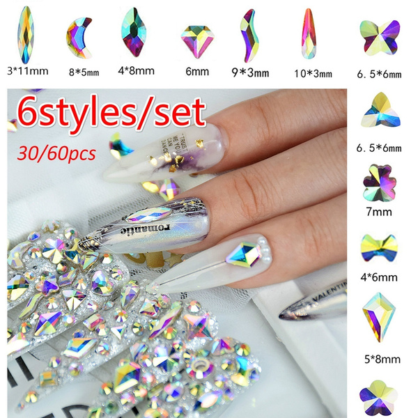 30/60pcs（6styles）/Set Crystals Nail Diamond Stone AB Colour