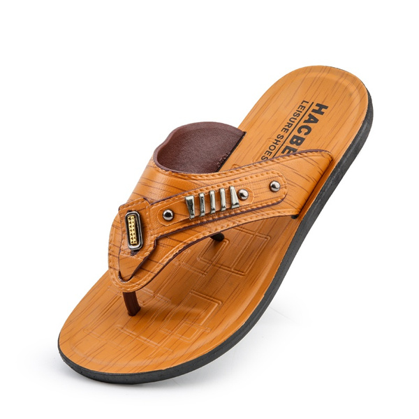 Yaloee Leather Fashion Summer Breathable Men Sandals Beach Shoes 