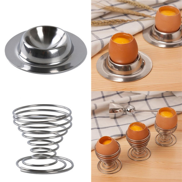 1pc Stainless Steel Boiled Egg Cup Holder Spring Egg Holder