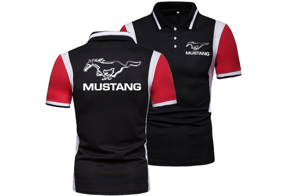 Mustang Logo Summer Men\'s Thin Ribbed Collar Short Sleeve Mustang Polo Shirt  T-shirt Teen Loose Short Sleeve Polo Shirt | Wish