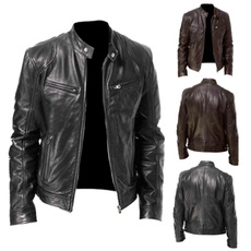 Stand Collar, motorcyclejacket, men coat, 時尚