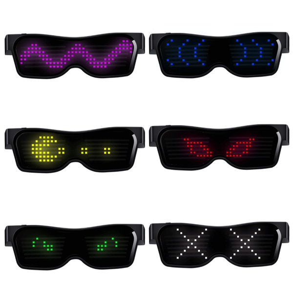  alavisxf xx LED Glasses, Bluetooth APP Connected LED Display  Smart Glasses USB Rechargeable DIY Funky Eyeglasses for Party Club DJ  Halloween Christmas(Text, Graffiti, Animation, Music Rhythm) : Electronics