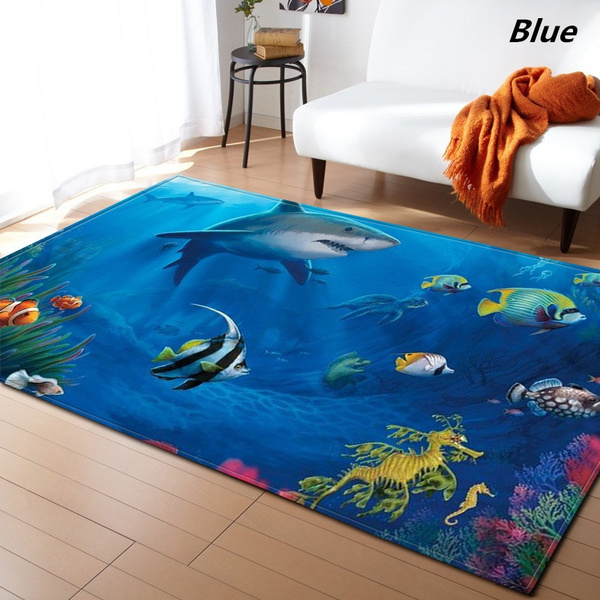 15X23" Submarine Shark Fish Rugs Room Carpets Non-Slip Bedroom Floor Door Mats 
