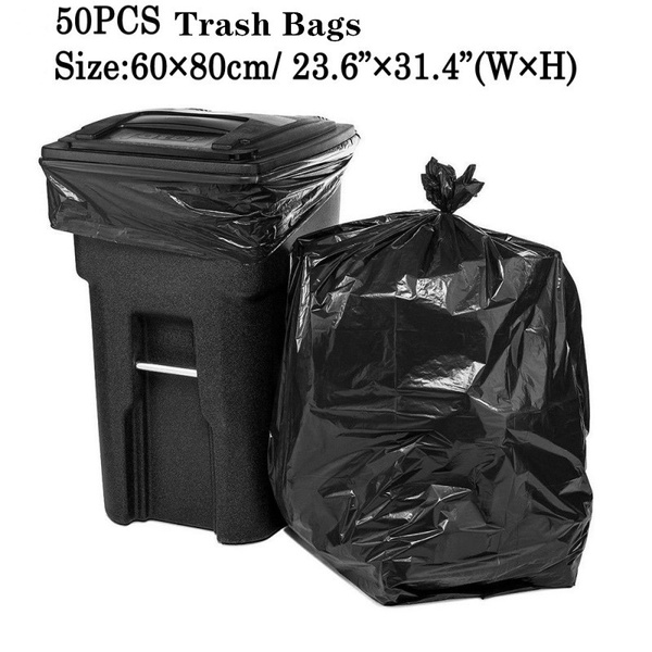 50Pcs Large Capacity Heavy Duty Extra Large Commercial Trash Bag Garbage Yard Black Hotel Market