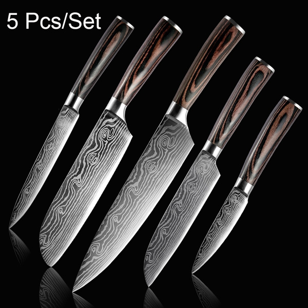  3-Piece Knives Set for Kitchen, Stainless Laser-Etched Damascus Knife  Set With Professional Chef Knife, Santoku Knife, & Paring Knife, Kitchen  Knifes In Luxury Wooden Box, Gifts for Chefs - Breliser: Home