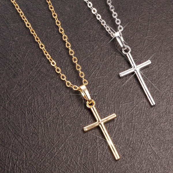 Gold Silver Simple Fashion Cross Chain 