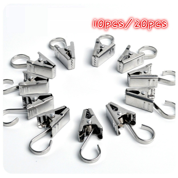 10x Stainless Steel Hook Rings Clips With Eyelets Curtain Drapery Cloth Hanger 