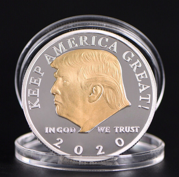 Donald Trump 2020 KEEP AMERICA GREAT Gold&Siver Plated 2 Tone Eagle Coin Gift sm