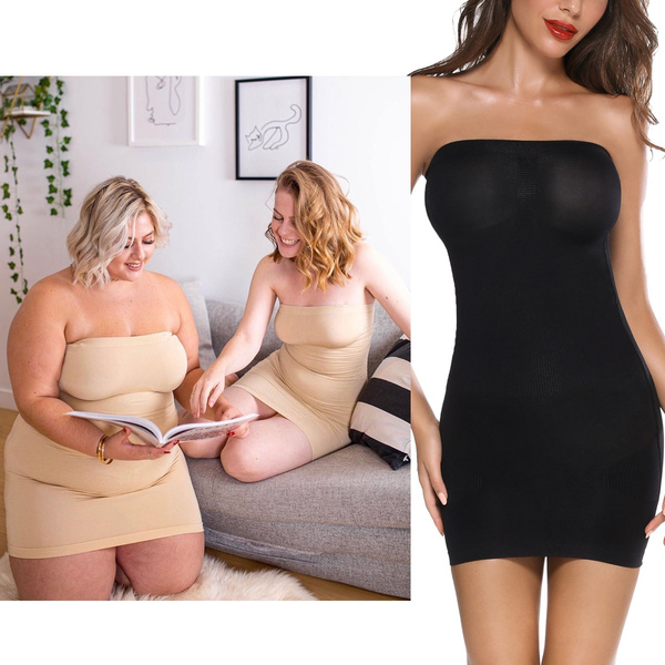 Full Body Tube Slip Dress Mini Bodycon Dresses for Women Seamless