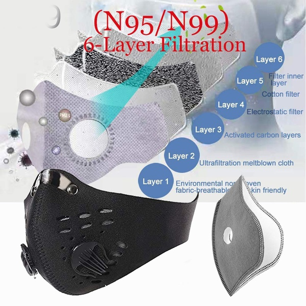 Kn 95 99 Protective Face Mask Filter Insert Reusable Respirator Anti Dust Pm2 5 Droplets Pollution Washable Mask Wish