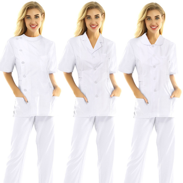 2Pcs Women Medical Scrub Suit Doctors 