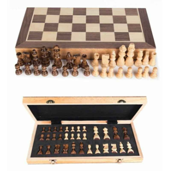 Large Chess Wooden Set Folding Chessboard Magnetic Pieces Wood Board UK New 