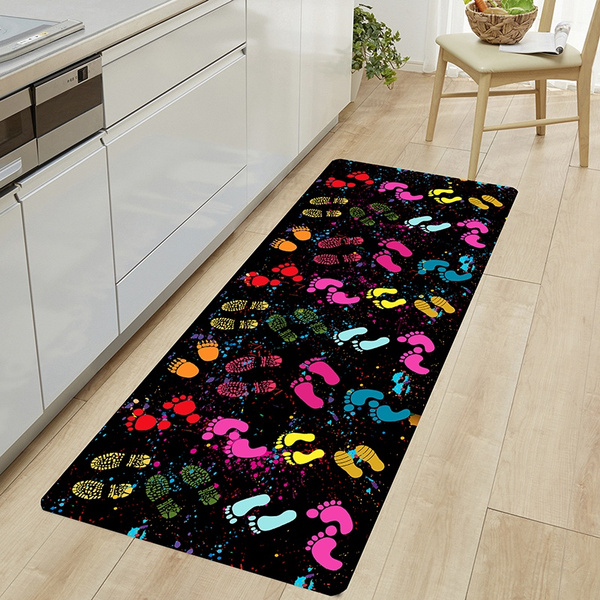 Colorful Footprints Design Non Slip And, Colorful Area Rug