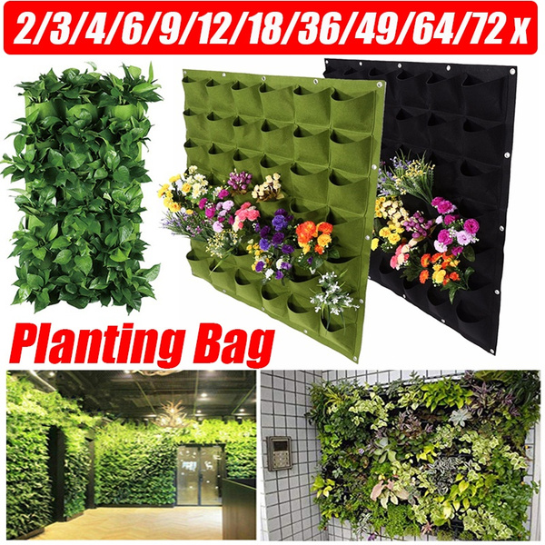 2-72 Pocket Wall Hanging Planting Bag Vertical Flower Grow Pouch Planter Garden 