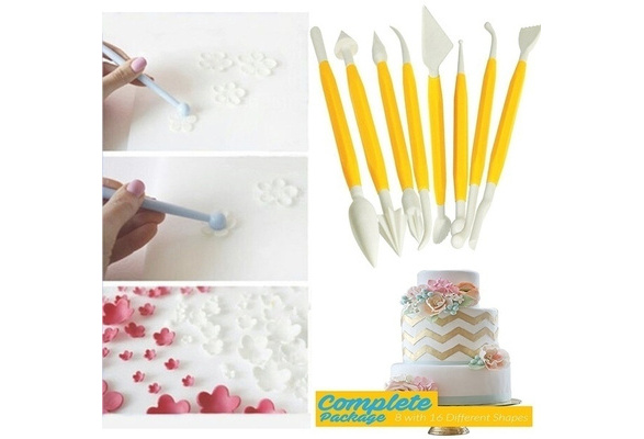 8pcs 16 Patterns Fondant Cake Decorating Flower Sugar Craft Modelling Tools R