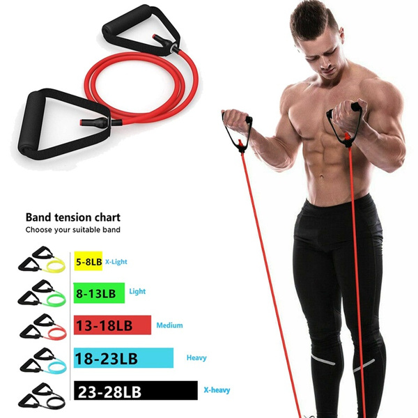 135cm Latex Elastic Resistance Bands with Padded Handles Pull Up Assistance Rubber Yoga Pull Rope Fitness Workout Sports Bands for Home Office Outdoor