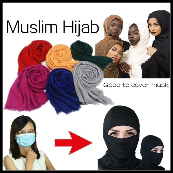 Premium Viscose Maxi Crinkle Cloud Hijab Scarf Shawl Islam Muslim Scarves Color 