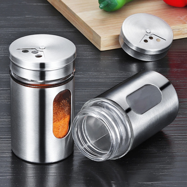 Stainless Steel Salt and Pepper Shakers Set for Kitchen Condiments