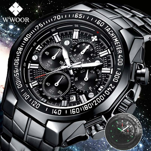 Chaud Cool Black Grand Cadran Montres De Sport Chronographe Pour Homme 4 Cadrans Montre Quartz Montre Militaire En Acier Inoxydable