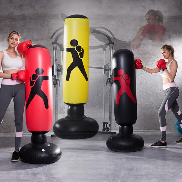 Black 1.6m Inflatable Boxing Bag Train Punching Stand Fitness Equipment 