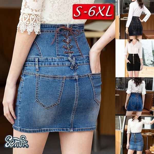 High waisted outlet denim skirt 7xl