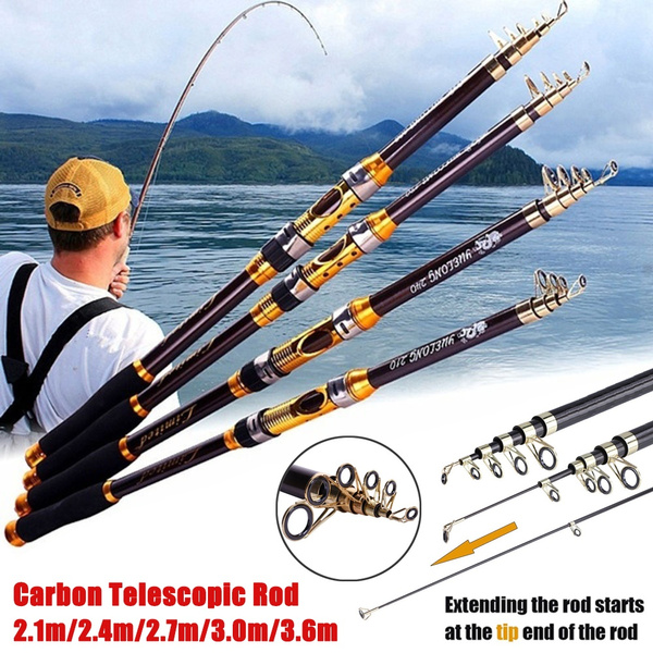 Carbon Fiber Telescopic Fishing Rod Travel Portable Spinning Pole