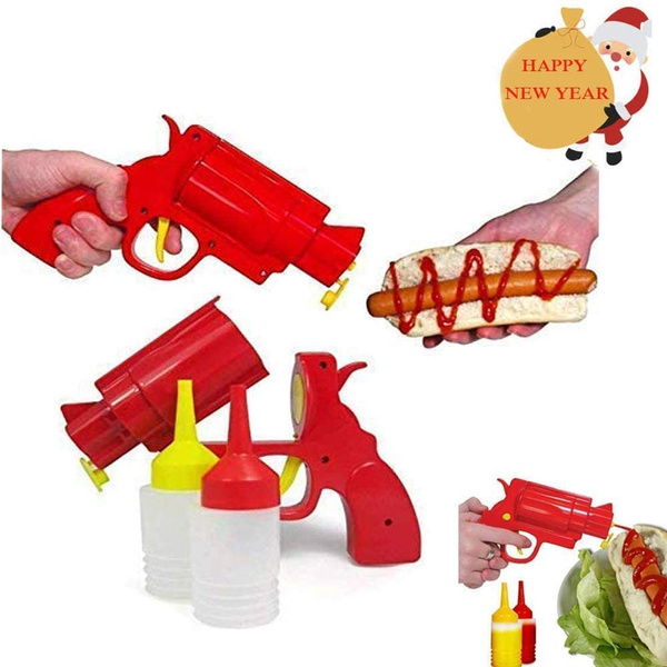 Novelty Condiment Gun Shooter Dispenser Plastic Ketchup Mustard BBQ