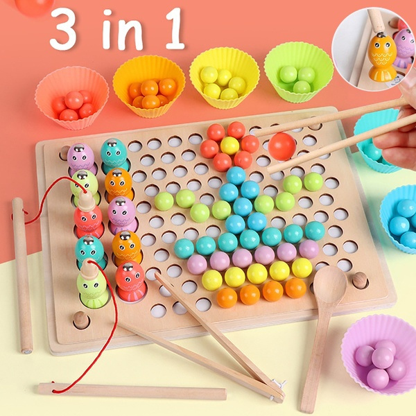Juguetes de madera para niños Mano Cerebro Entrenamiento Clip Cuentas Juguetes de madera para niños Mano Cerebro Entrenamiento Clip Cuentas