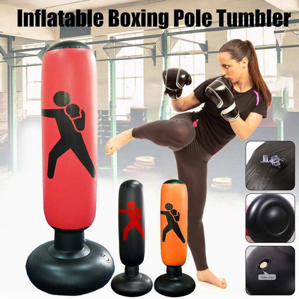 Inflatable Boxing Bag Kicks MMA Gym Training Punch Bag Free Standing 1.6m 