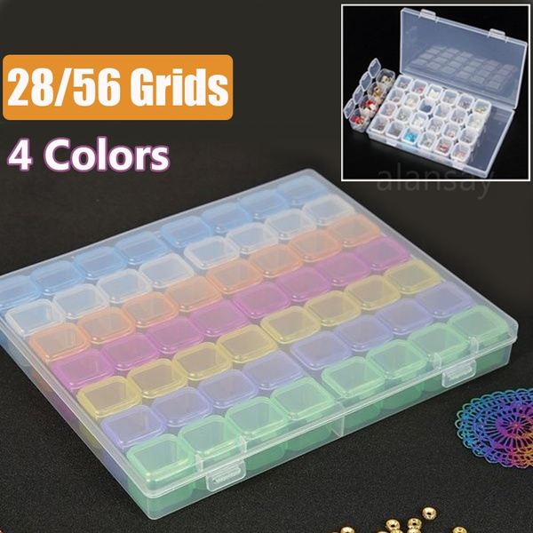 28-Grid Diamond Painting Jewelry Box Earring Embroidery Plastic Storage Case 