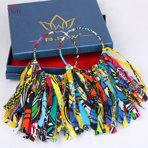 Pendientes De Tela Africana Pendientes De Borlas Femeninas A Pendientes De Tela Africana Pendientes De Borlas Femeninas A