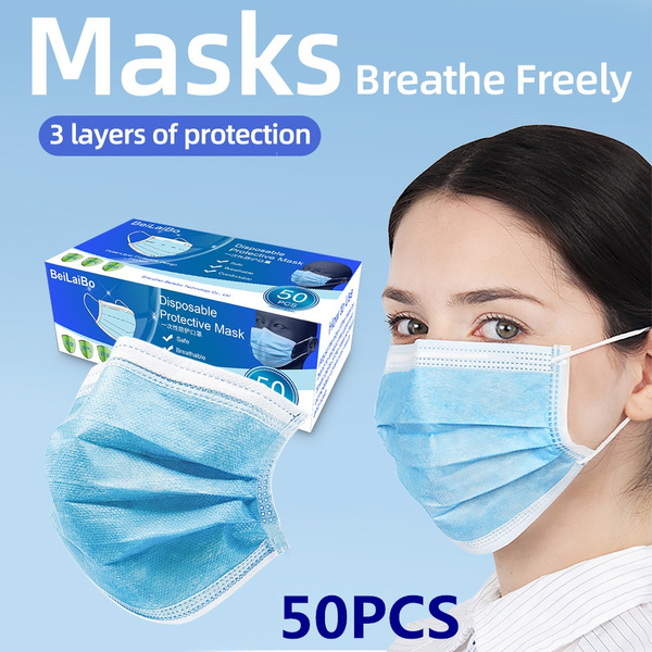 50pcs high quality 3 layers Protective Masks prevent Anti Dusts ...