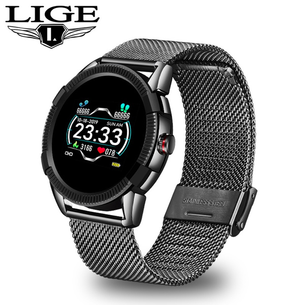 LIGE Smart Watch for Men Android iOS Fitness Trackers Waterproof  Smartwatches Black