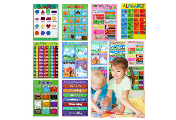 10PCS Toddlers Baby Kids Preschoolers Educational Preschool Posters Charts 