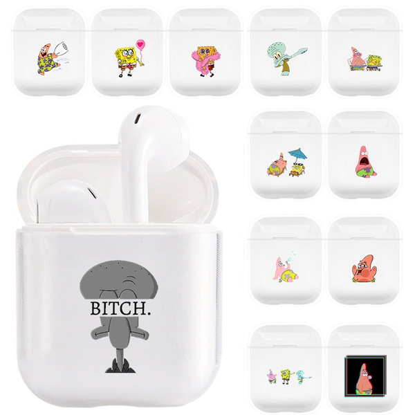 Silicone Case for Airpods Cartoon SpongeBob SquarePants Patrick Transparent AirPods Case for Clear AirPods 1 2 Case Best Friends Silicone Protective