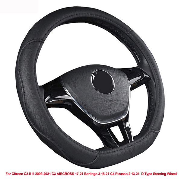 Car Steering Wheel Cover D Shape For Citroen C3 II III 2009 - 2021 C3  AIRCROSS 17-21 2 D Type Steering Wheel