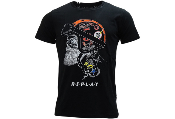 Replay Skull Helmet T-Shirt Black 