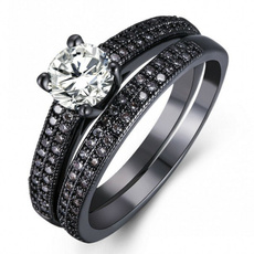 Cubic Zirconia, whitegoldring, Engagement Wedding Ring Set, Jewelry