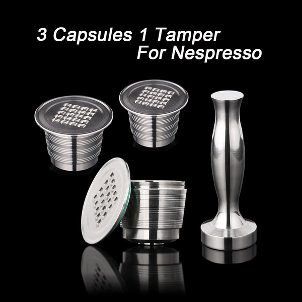 Stainless Steel Refillable Coffee Capsules Reusable For Nespresso coffee Silver 