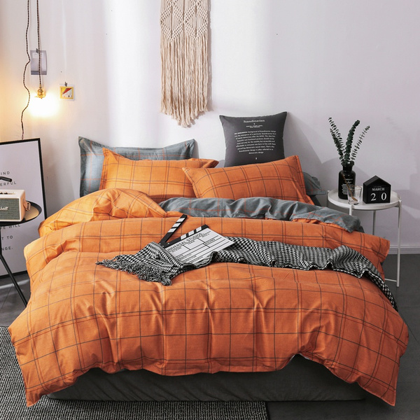 orange plaid duvet cover