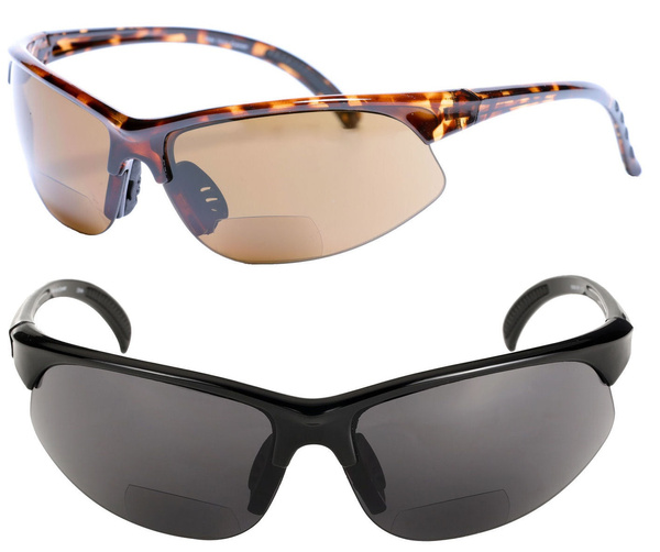 Mass Vision® 2 Pair of Unisex Bifocal Sport Wrap Sunglasses for Men and
