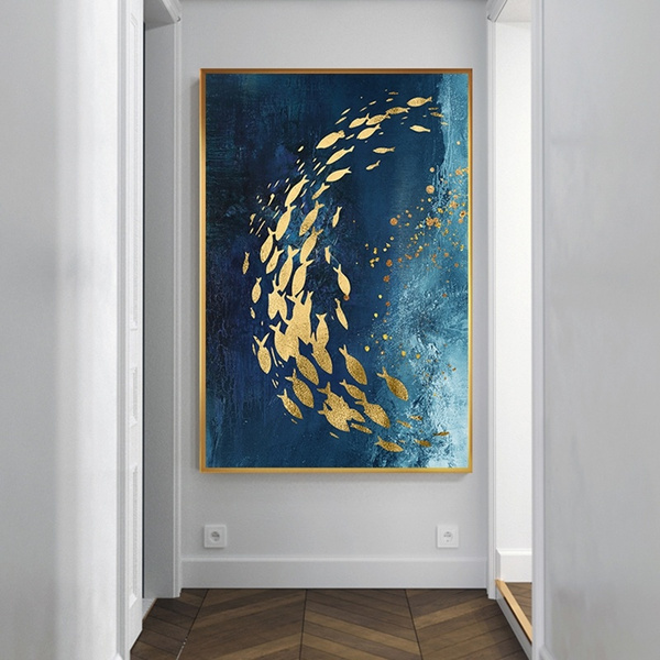 Abstract Gold Fish Chinese Canvas Painting Wall art paintin wall art ...